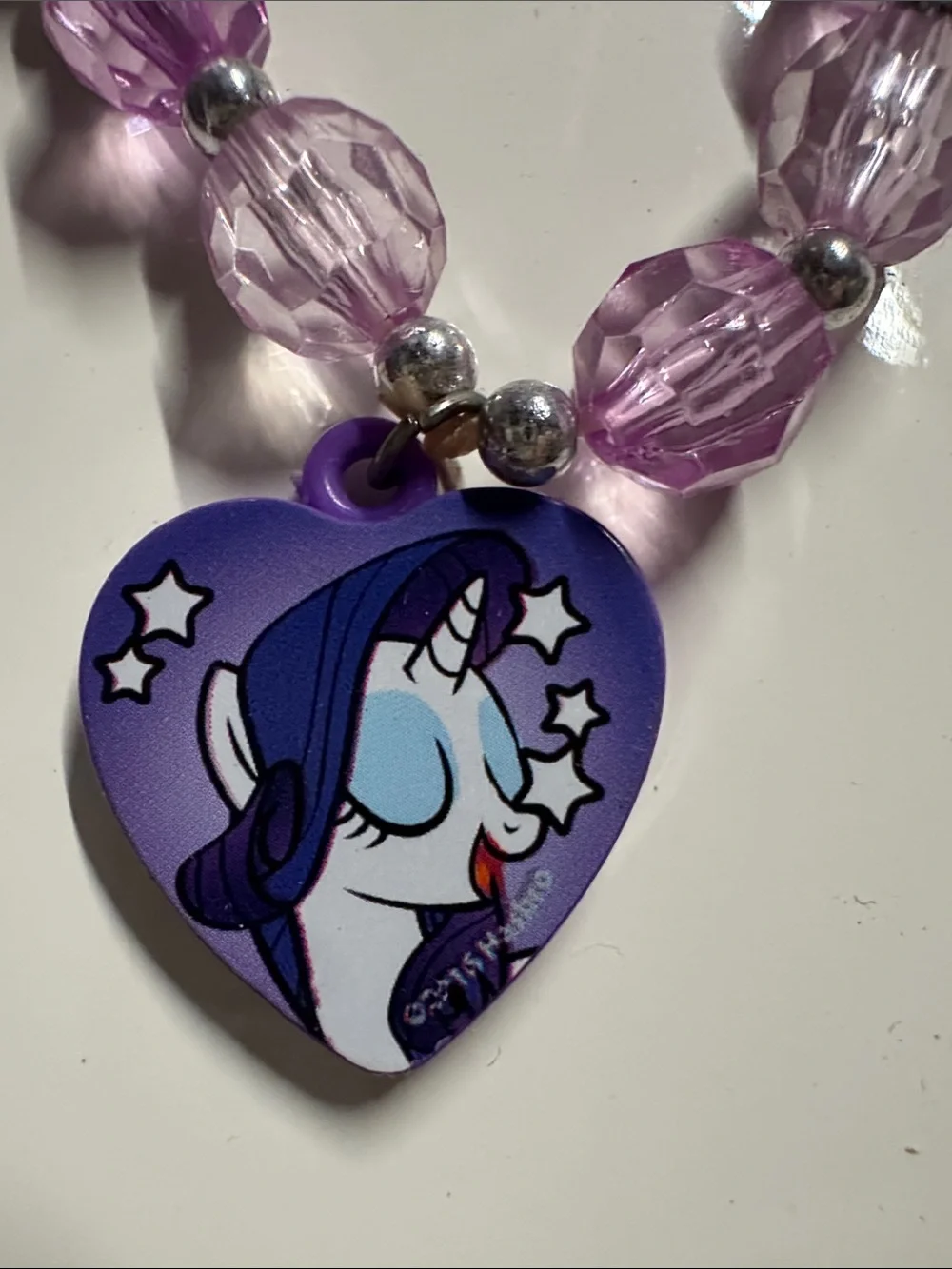 My Little Pony Purple Beaded Stretch Bracelet with Heart Unicorn Charm